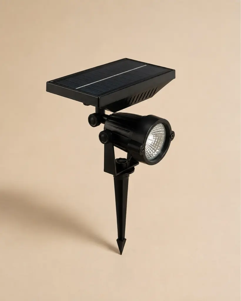 Estaca solar LED negra vista completa