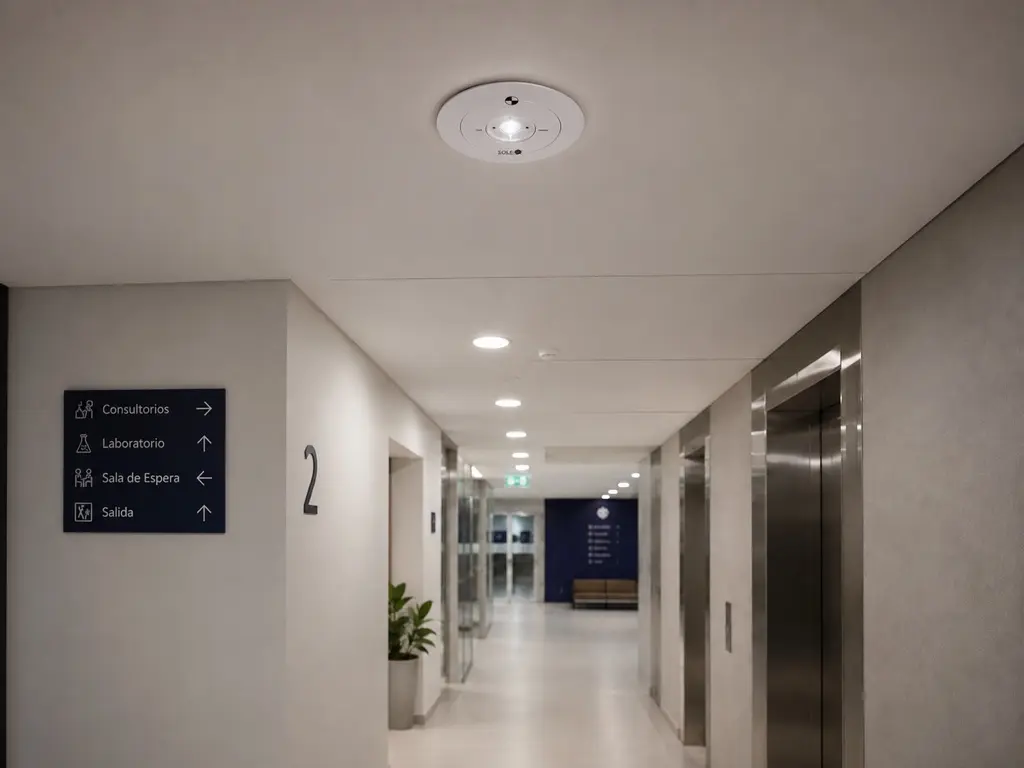 Lámpara LED de emergencia de incrustar 3 W instalado en un espacio