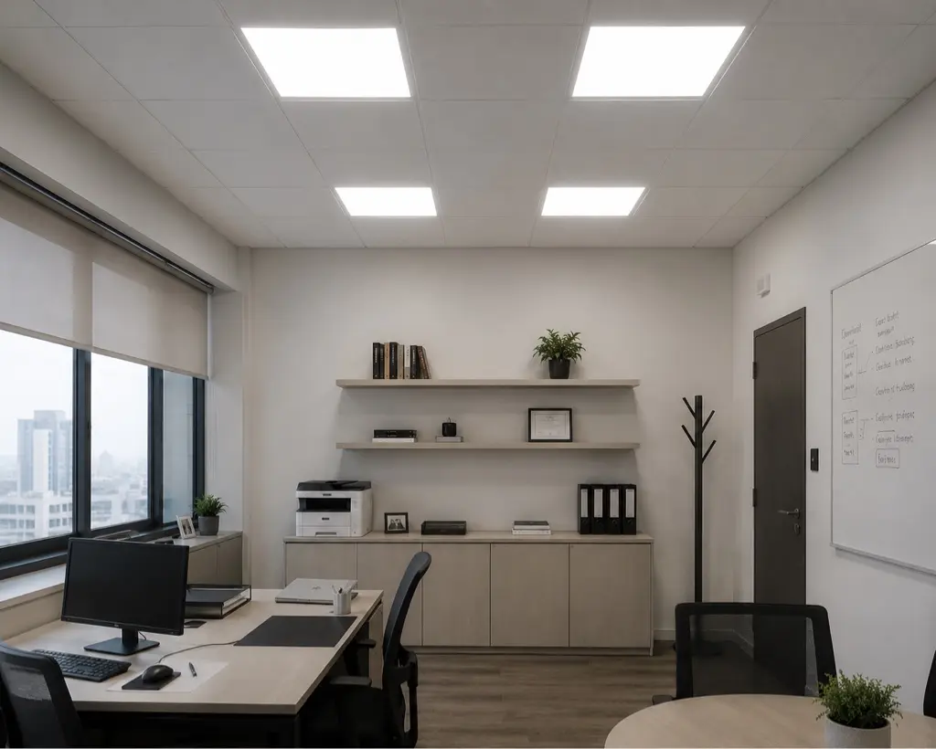 Paneles LED instalados en una oficina