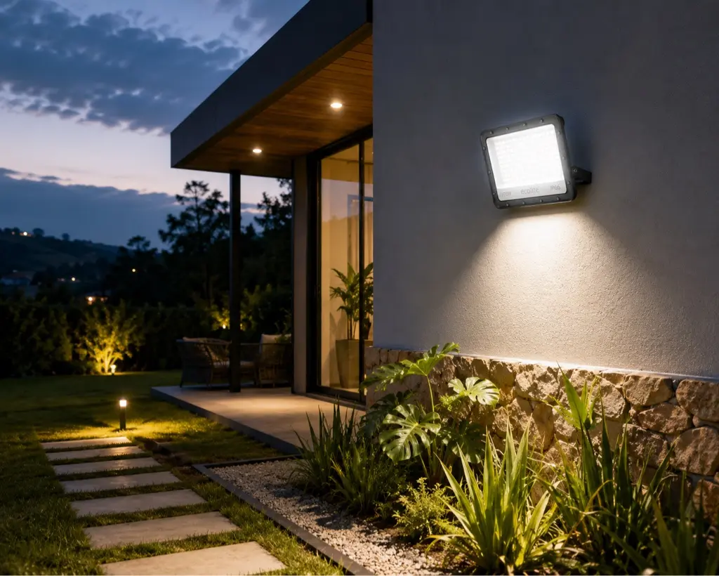 Reflector LED 100 W 3CCT IP65 instalado en un espacio