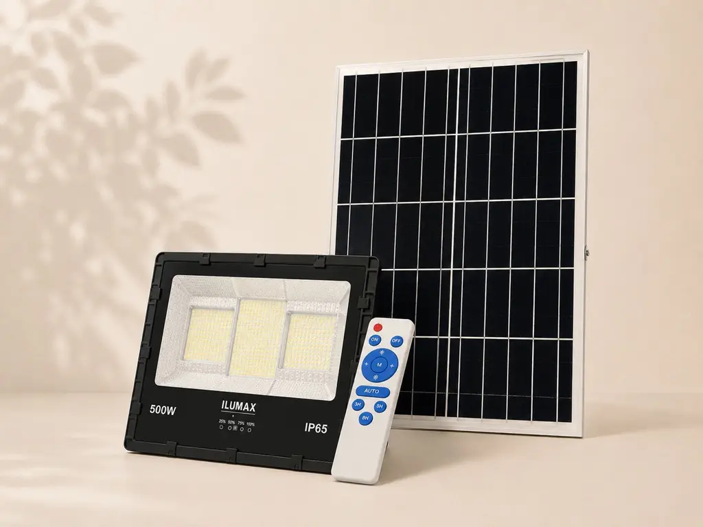 Reflector solar LED 500 W de luz blanca, vista completa